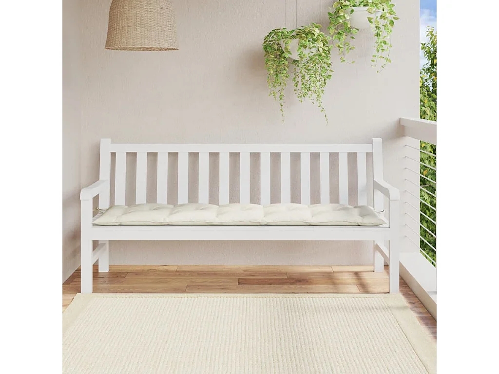 Coussin de banc de jardin crème mélangé 180x50x7 cm tissu