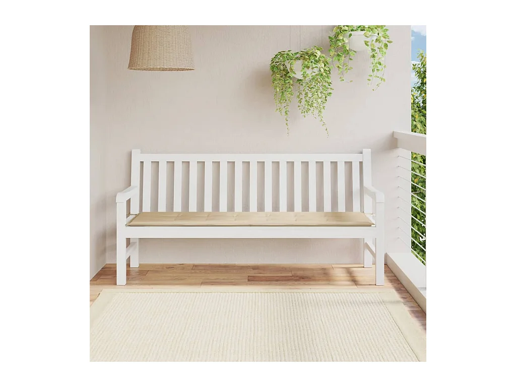 Cojín de banco de jardín tela Oxford beige 180x50x3 cm