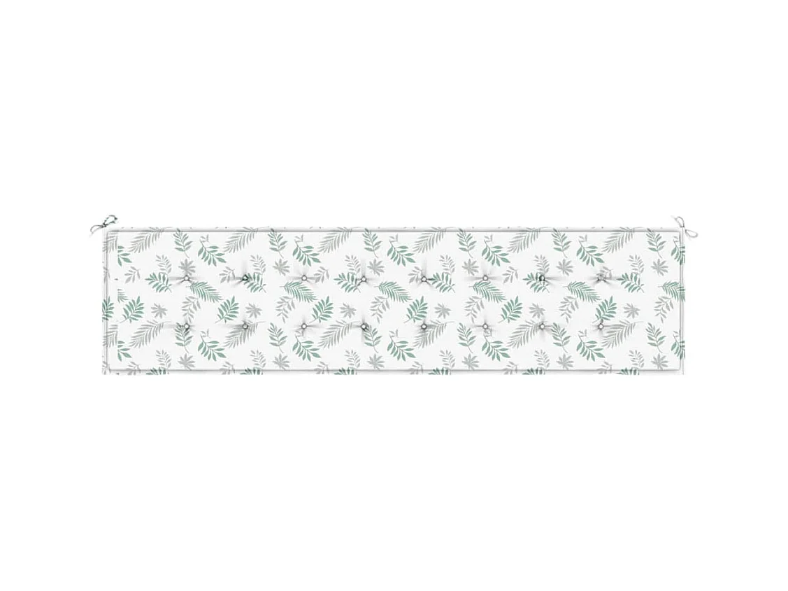 Coussin de banc de jardin motif de feuilles 200x50x3 cm tissu
