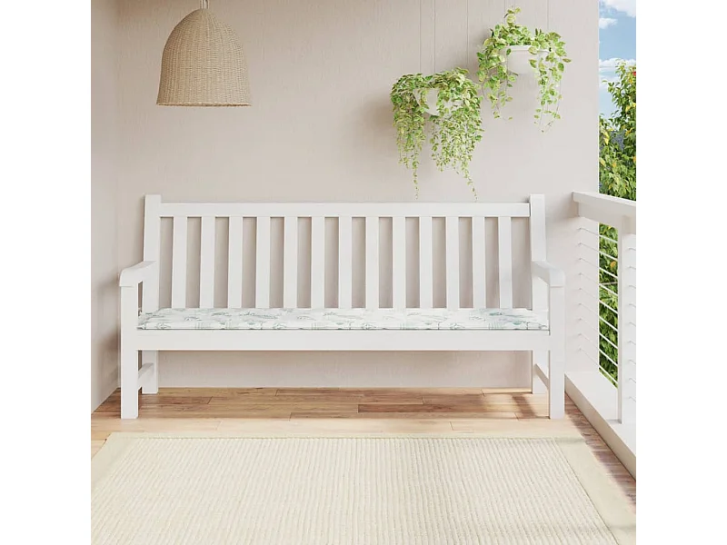 Coussin de banc de jardin motif de feuilles 200x50x3 cm tissu