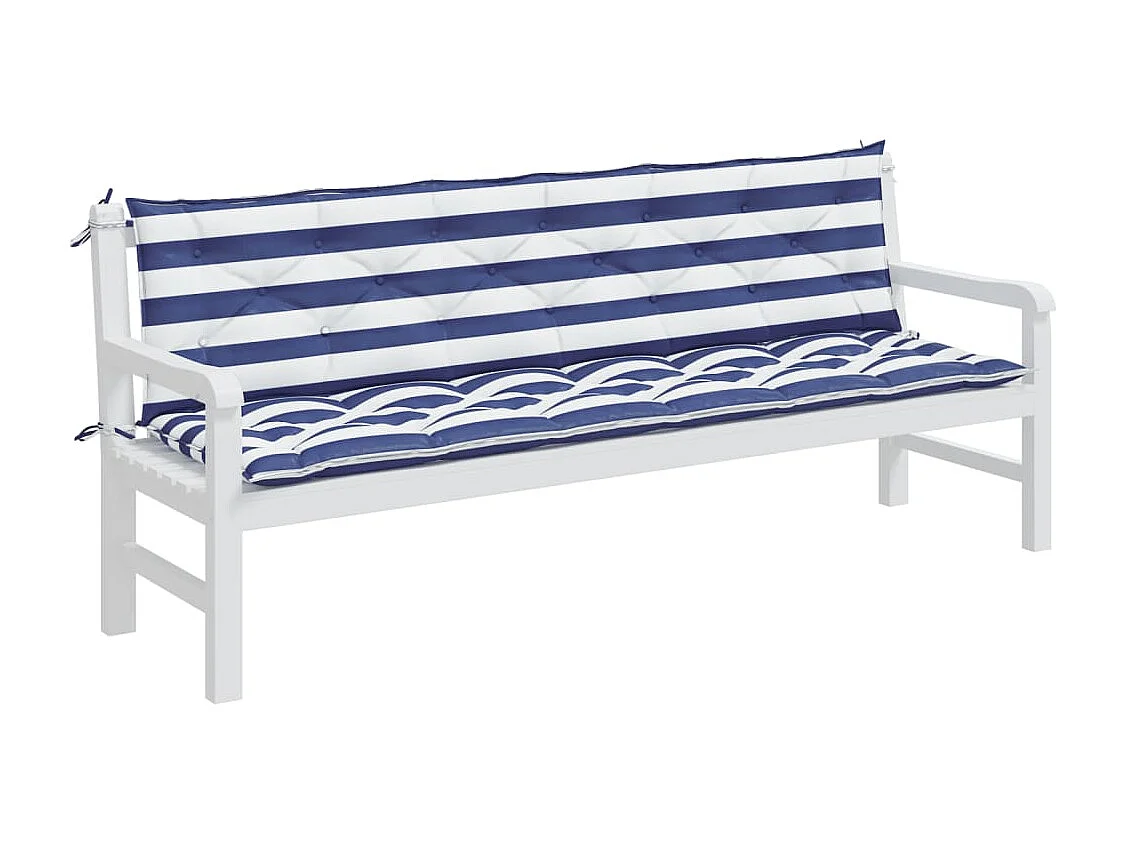Coussins de banc de jardin lot de 2 rayures bleues et blanches
