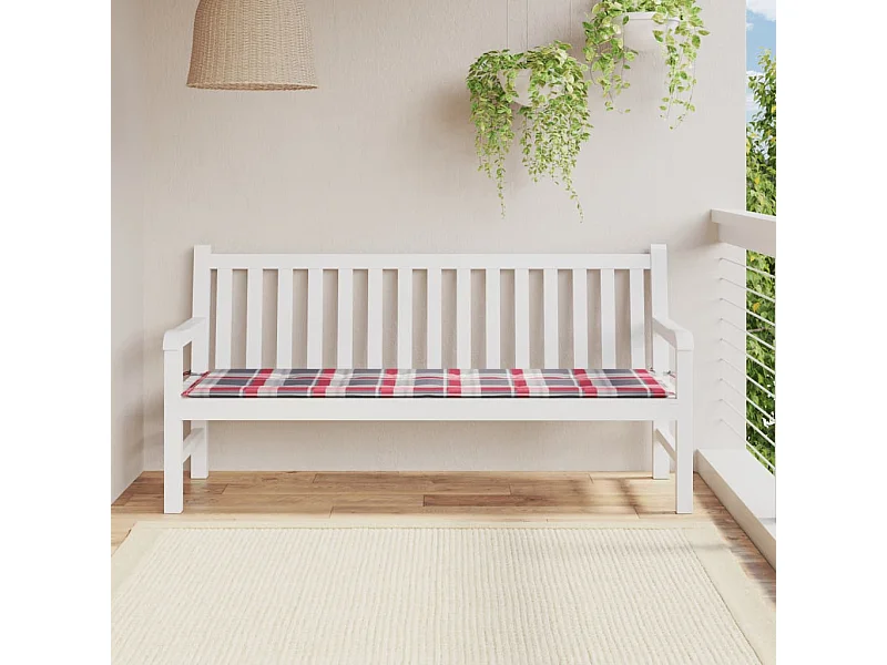 Almofadão para banco de jardim tecido oxford xadrez vermelho