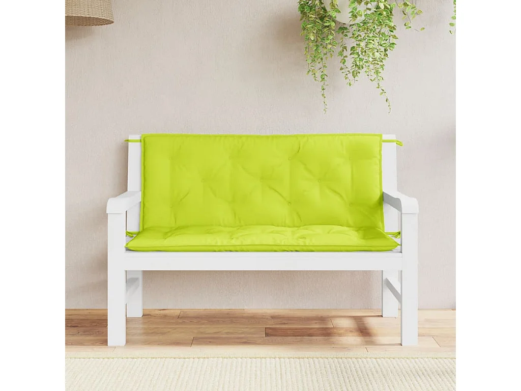 Coussins de banc de jardin 2 pièces vert vif tissu Oxford