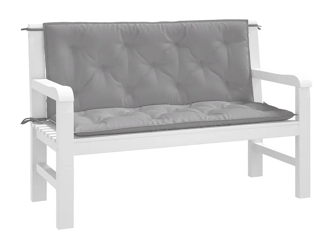 Almofadões banco jardim 2 peças 120x50x7cm tecido oxford cinzento