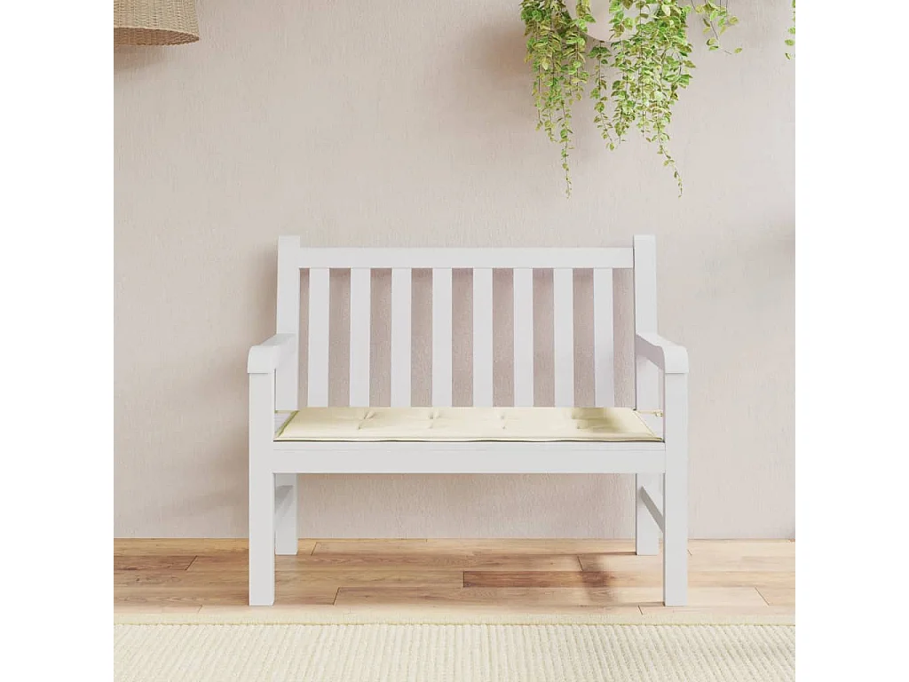 Cojín de banco de jardín tela Oxford crema 120x50x3 cm