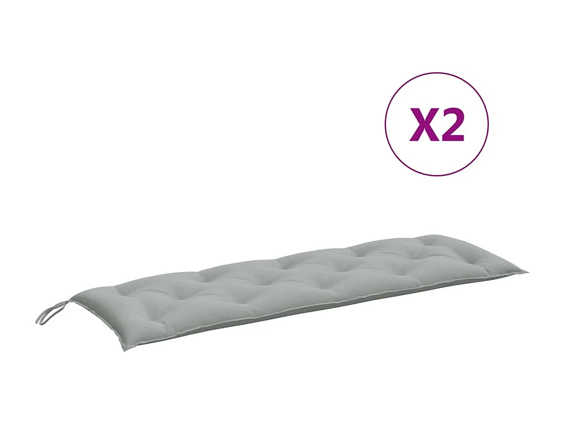 Coussins de banc de jardin lot de 2 gris clair mélangé tissu