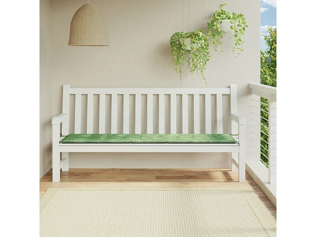 Cojín para banco de jardín tela estampado de hojas 200x50x3 cm