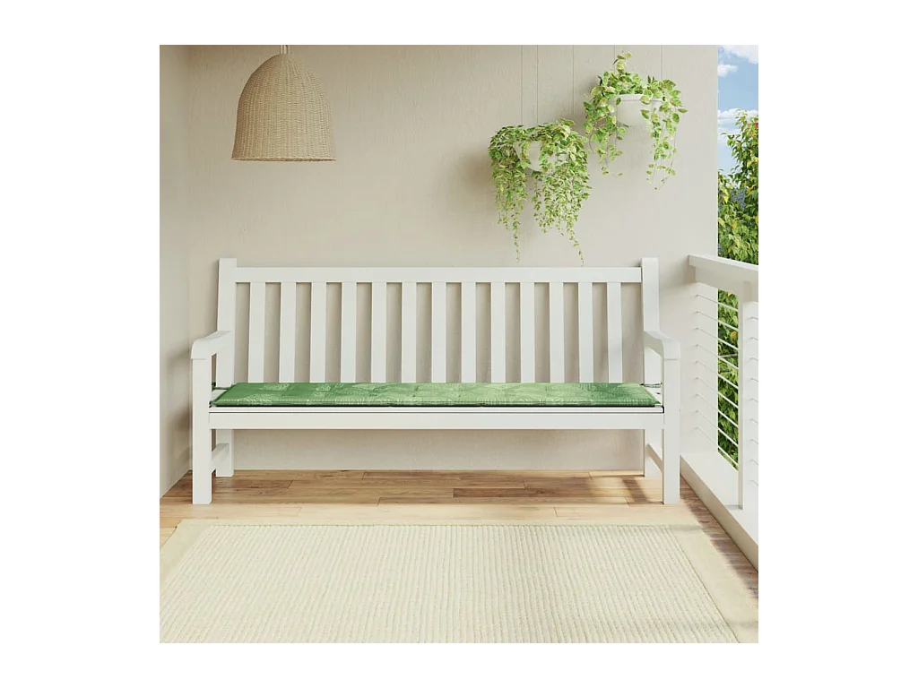 Coussin de banc de jardin motif de feuilles 200x50x3 cm tissu