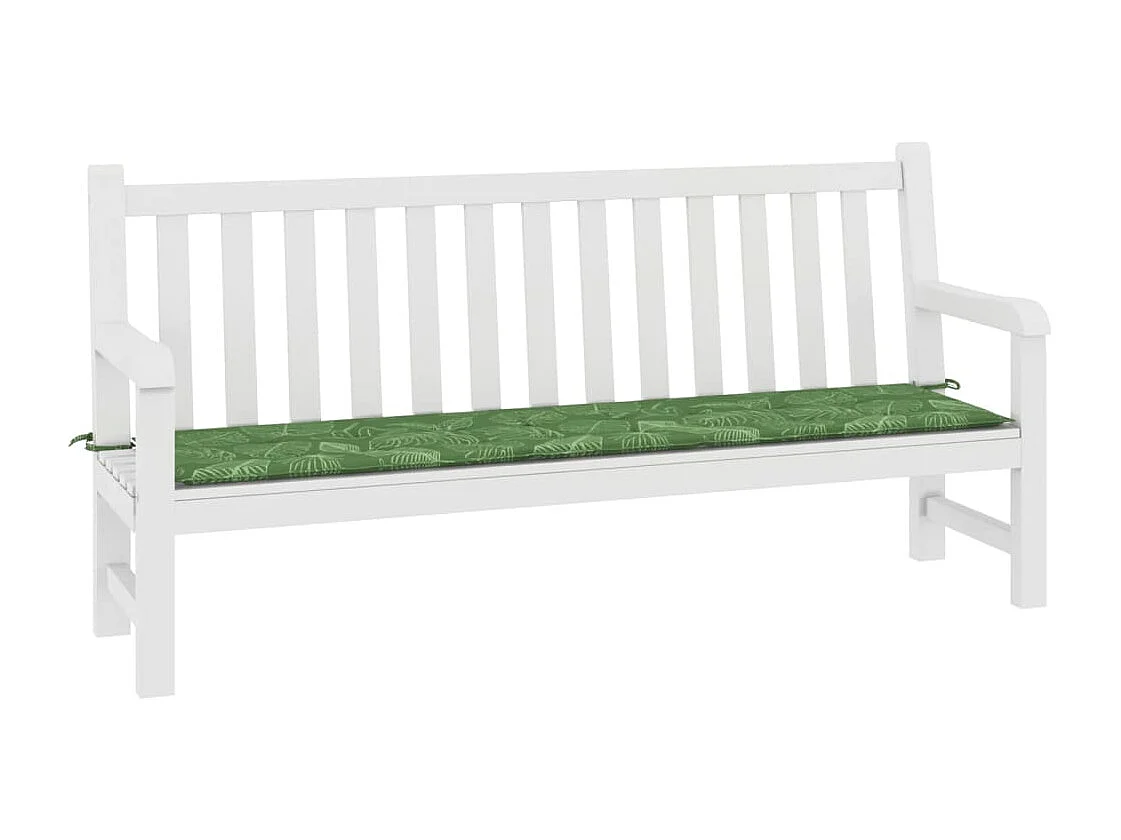 Coussin de banc de jardin motif de feuilles 200x50x3 cm tissu