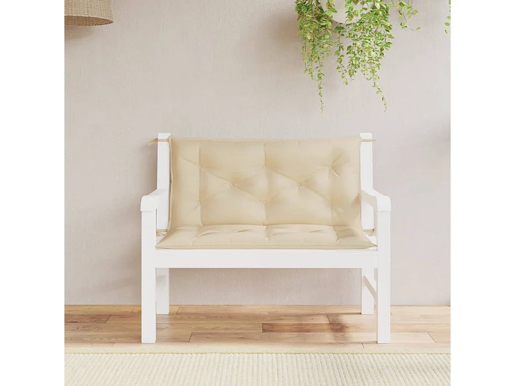 Cojines de banco de jardín 2 unidades tela Oxford beige 100x50x7 cm