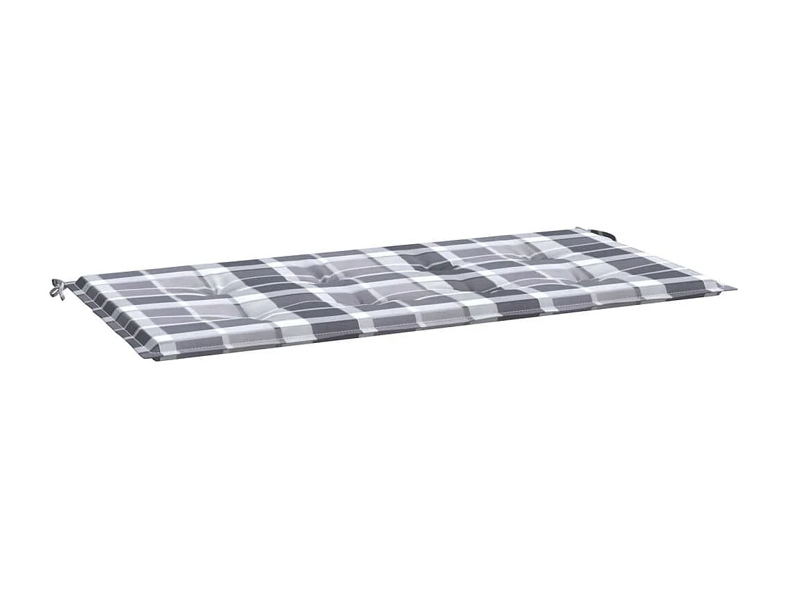 Coussin de banc de jardin motif à carreaux gris 120x50x3 cm