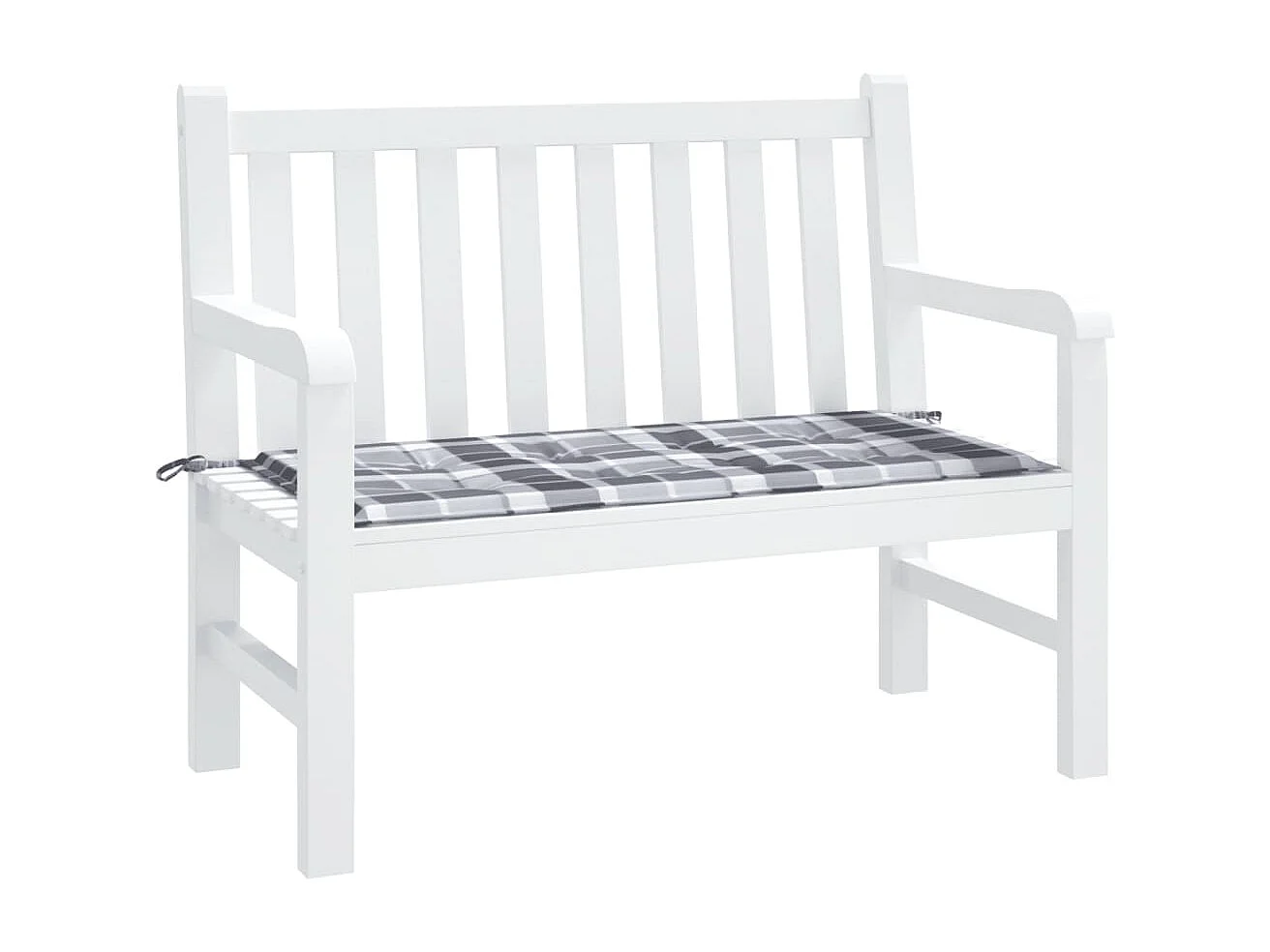 Coussin de banc de jardin motif à carreaux gris 120x50x3 cm