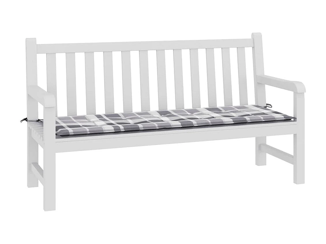 Coussin de banc de jardin motif à carreaux gris 150x50x3 cm