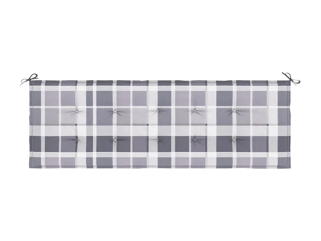 Coussin de banc de jardin motif à carreaux gris 150x50x3 cm