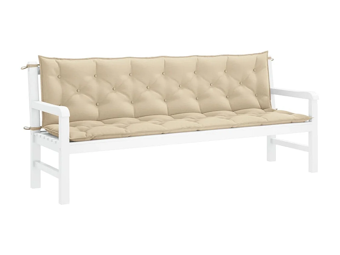 Cojines de banco de jardín 2 unidades tela Oxford beige 200x50x7 cm