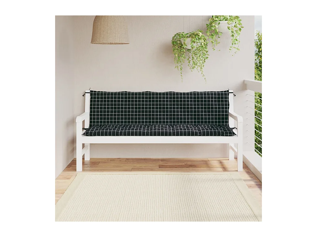 Almofadões para banco de jardim 2 peças tecido oxford xadrez preto