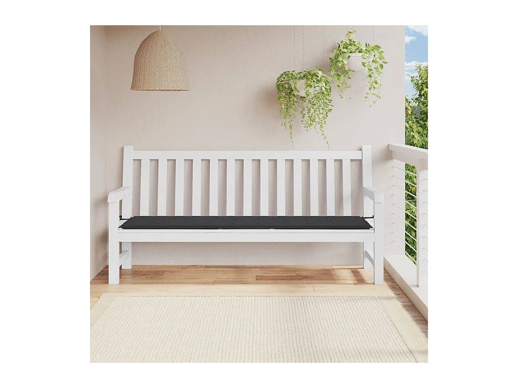 Coussin de banc de jardin noir 200x50x3 cm tissu oxford
