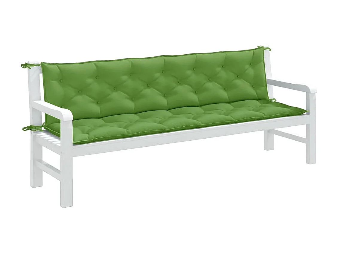 Cojines para banco jardín 2 unidades tela verde melange 200x50x7 cm