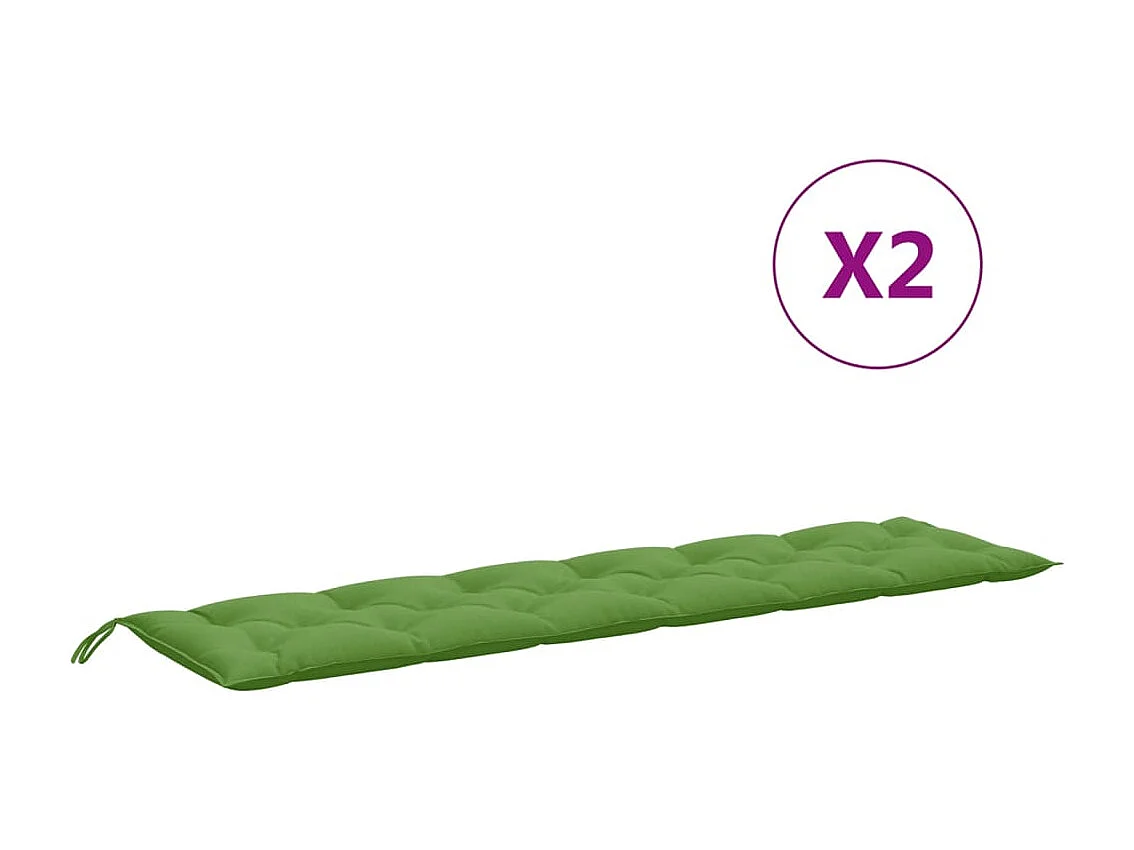Cojines para banco jardín 2 unidades tela verde melange 200x50x7 cm
