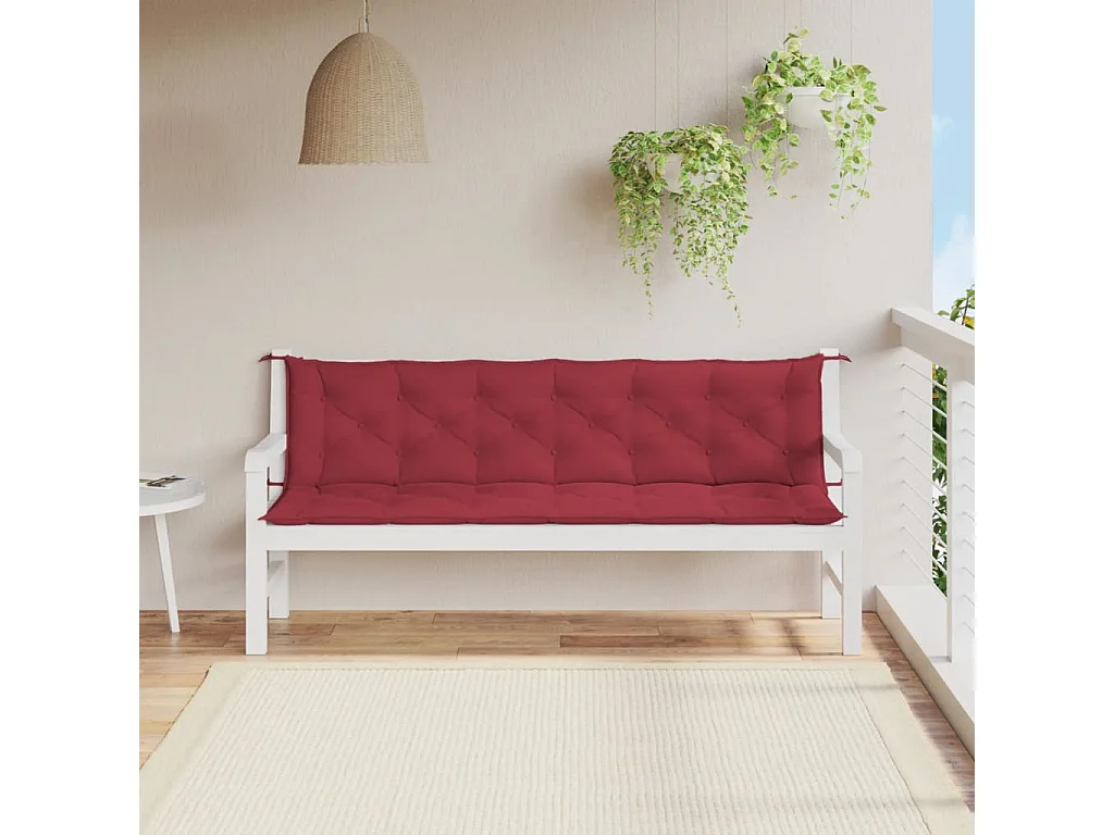 Cojines de banco de jardín 2 unidades rojo tinto 200x50x7 cm