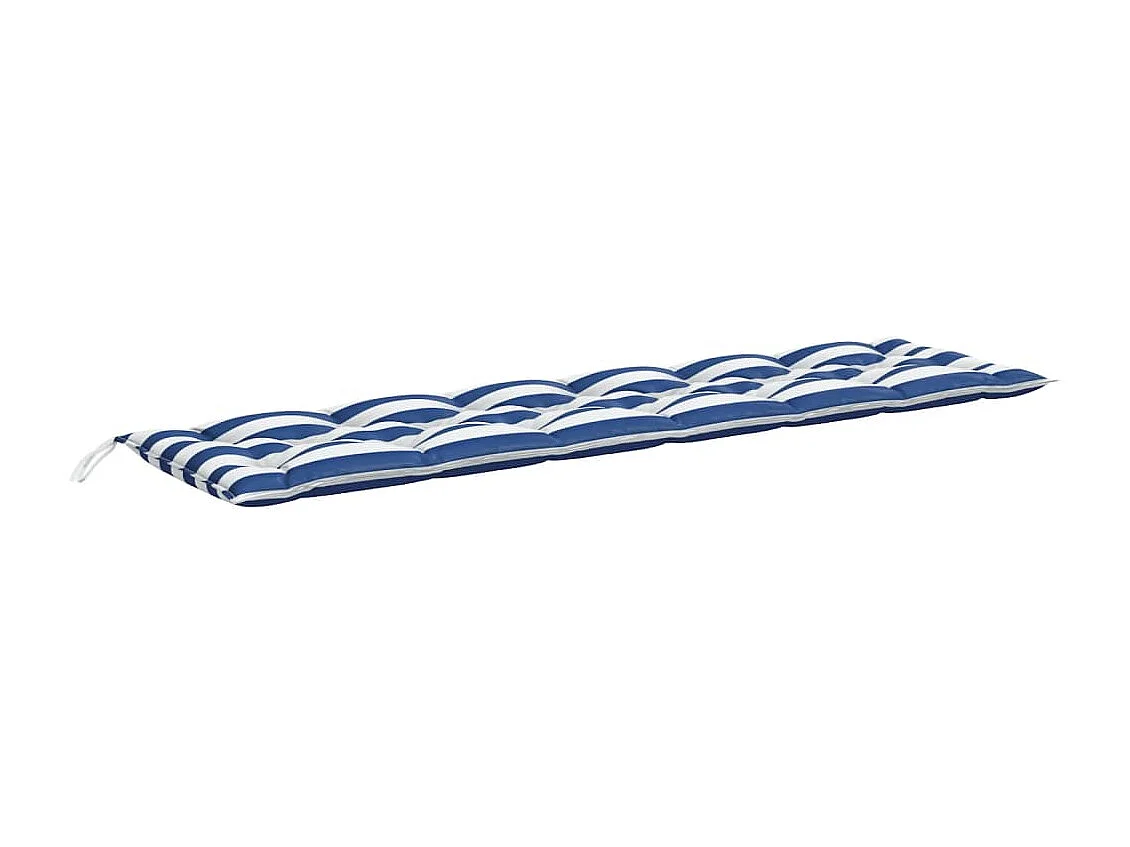 Coussin de banc de jardin rayures bleues et blanches 200x50x7cm