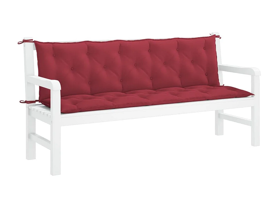 Cojines de banco de jardín 2 unidades rojo tinto 180x50x7 cm