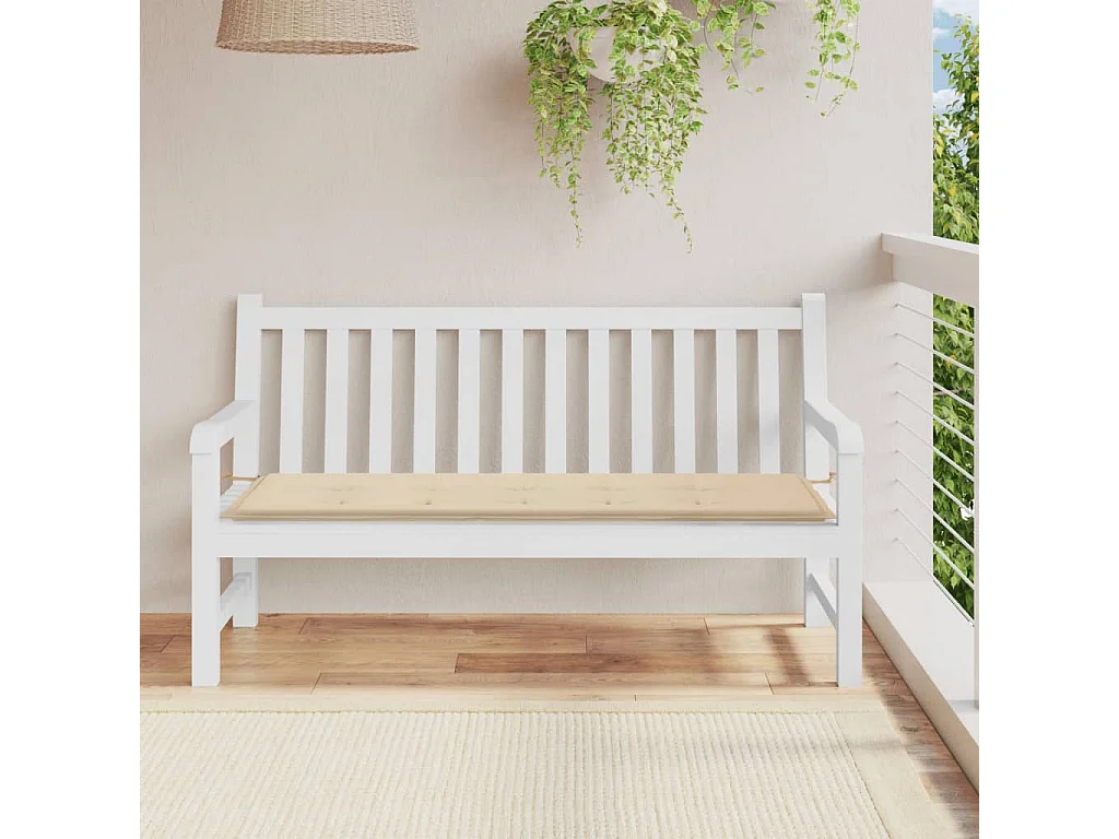 Coussin de banc de jardin beige 150x50x3 cm tissu oxford