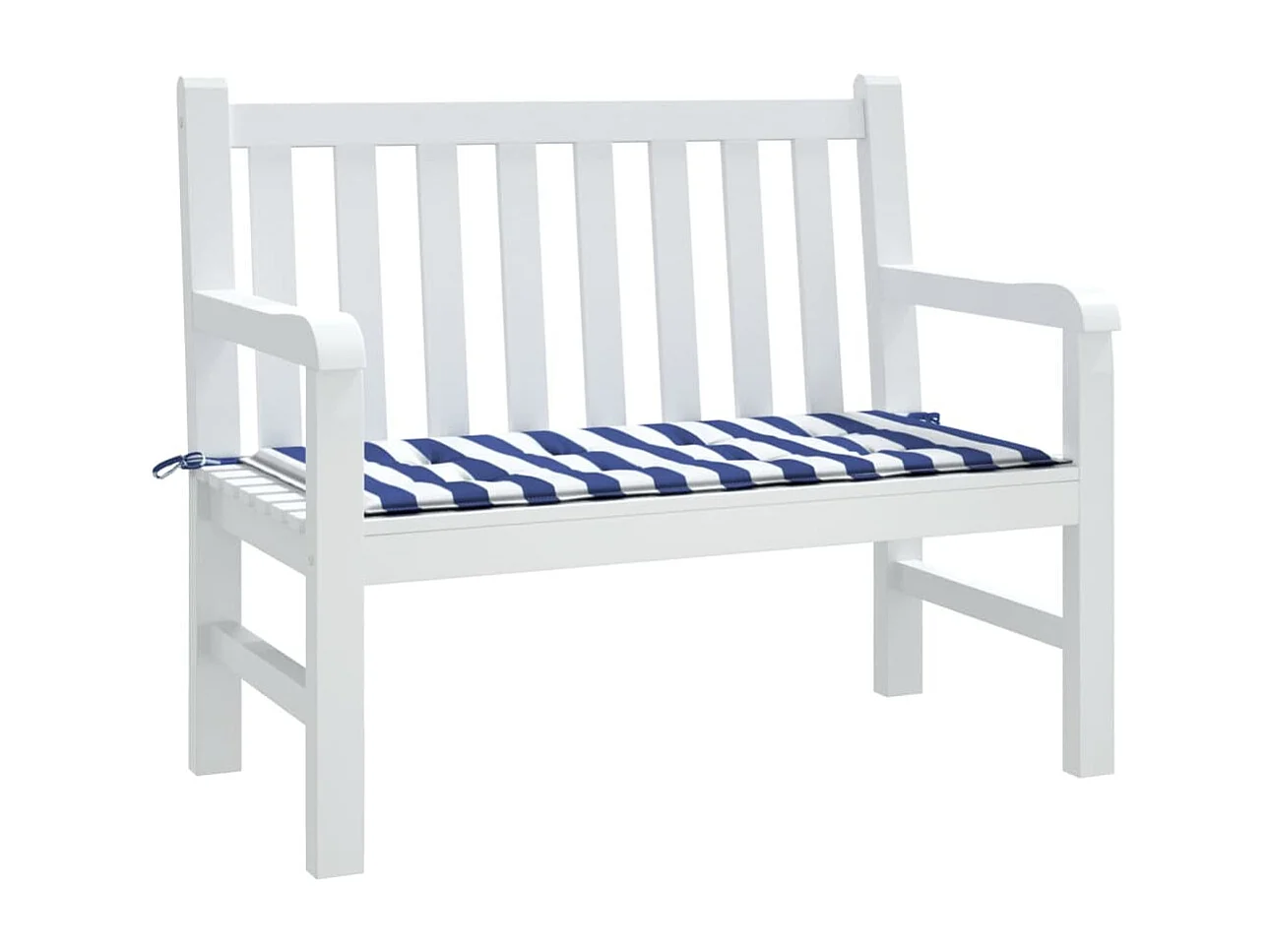 Coussin de banc de jardin rayures bleues et blanches 120x50x3cm
