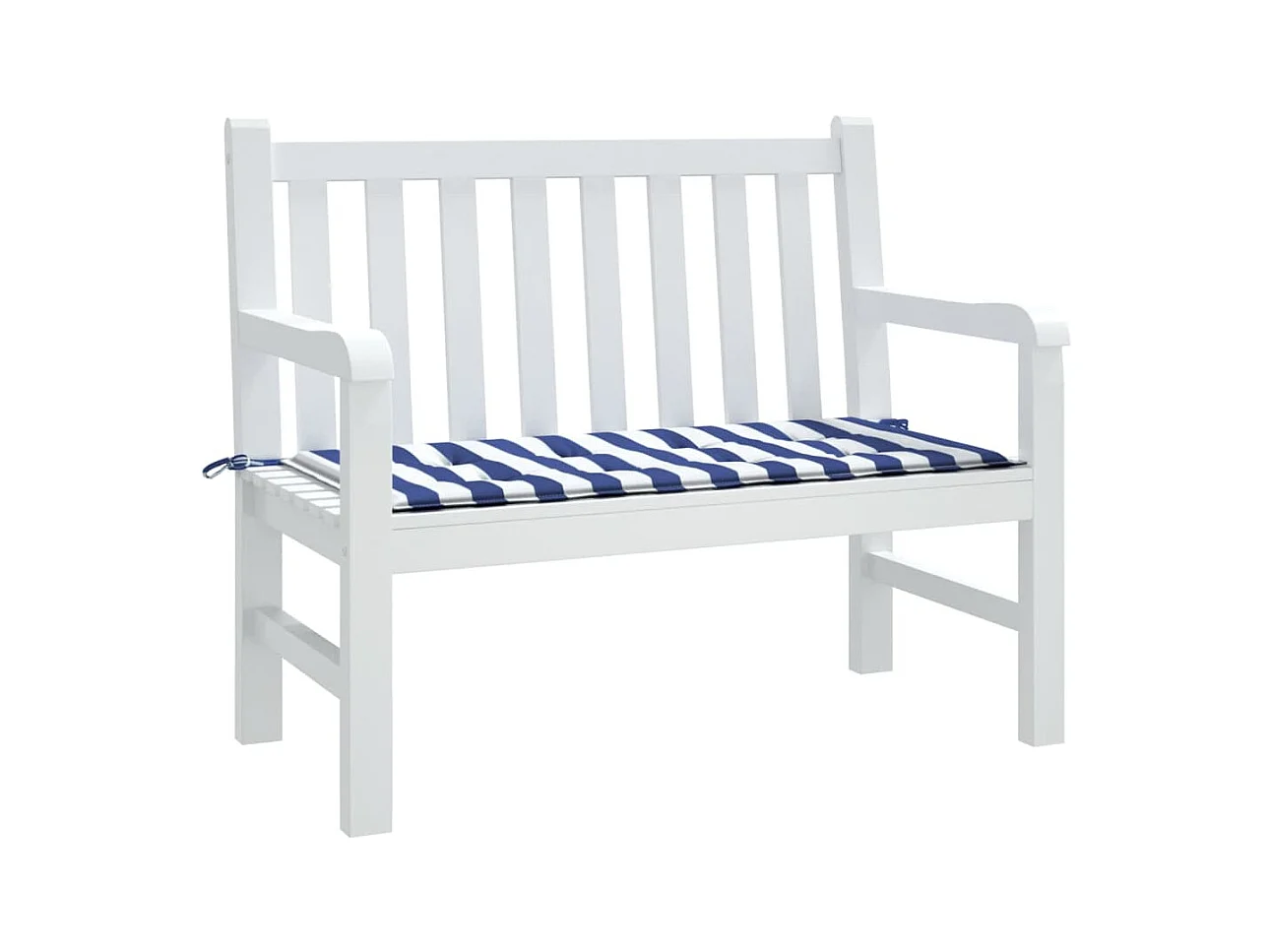 Coussin de banc de jardin rayures bleues et blanches 120x50x3cm
