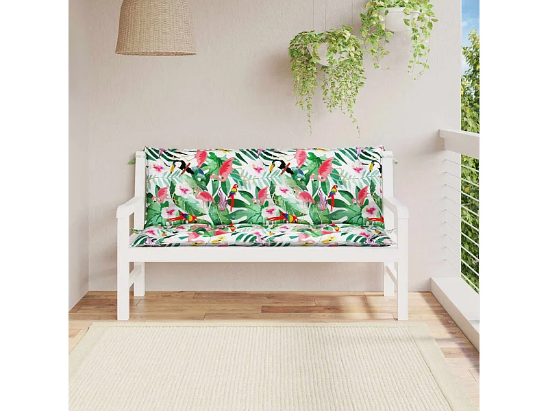 Coussins de banc de jardin lot de 2 multicolore 150x50x7 cm