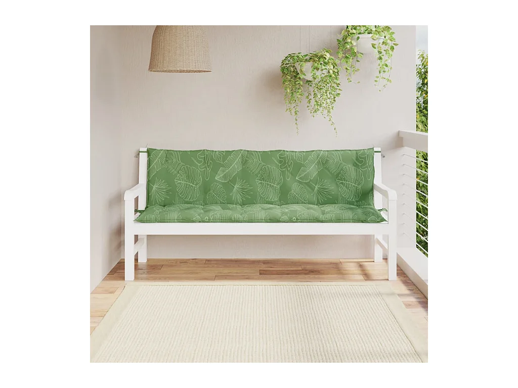 Coussins de banc de jardin 2 pièces motif de feuilles tissu Oxford