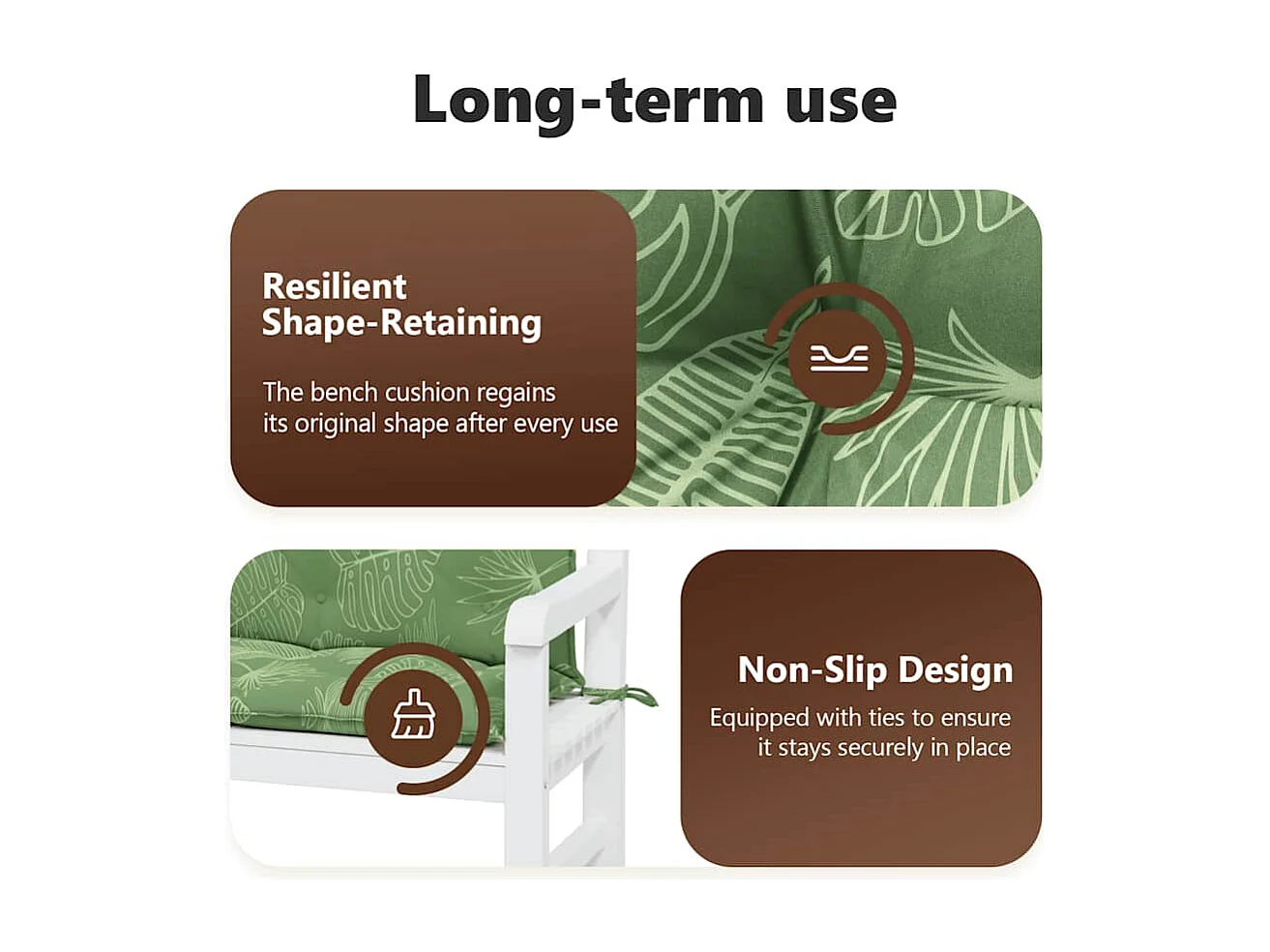 Coussins de banc de jardin 2 pièces motif de feuilles tissu Oxford