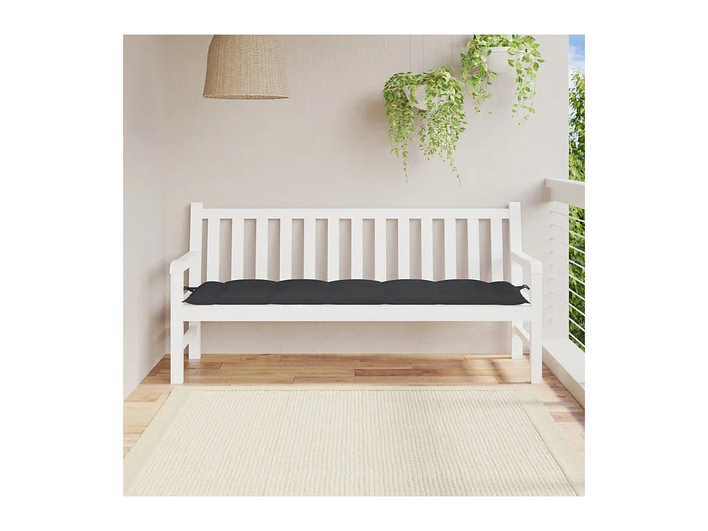 Coussin de banc de jardin noir 180x50x7 cm tissu oxford