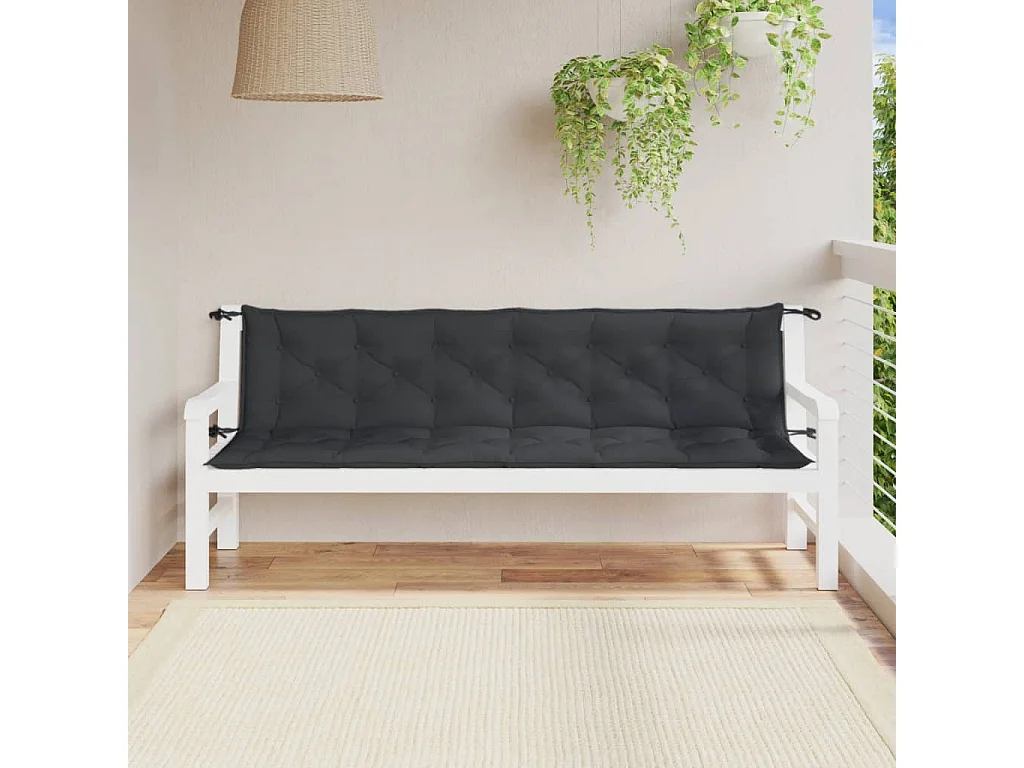 Tuinbankkussens 2 st 200x50x7 cm stof gemêleerd antracietkleur