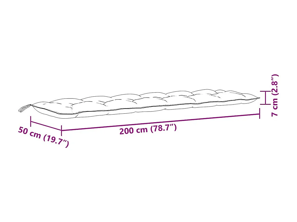 Tuinbankkussens 2 st 200x50x7 cm stof gemêleerd antracietkleur