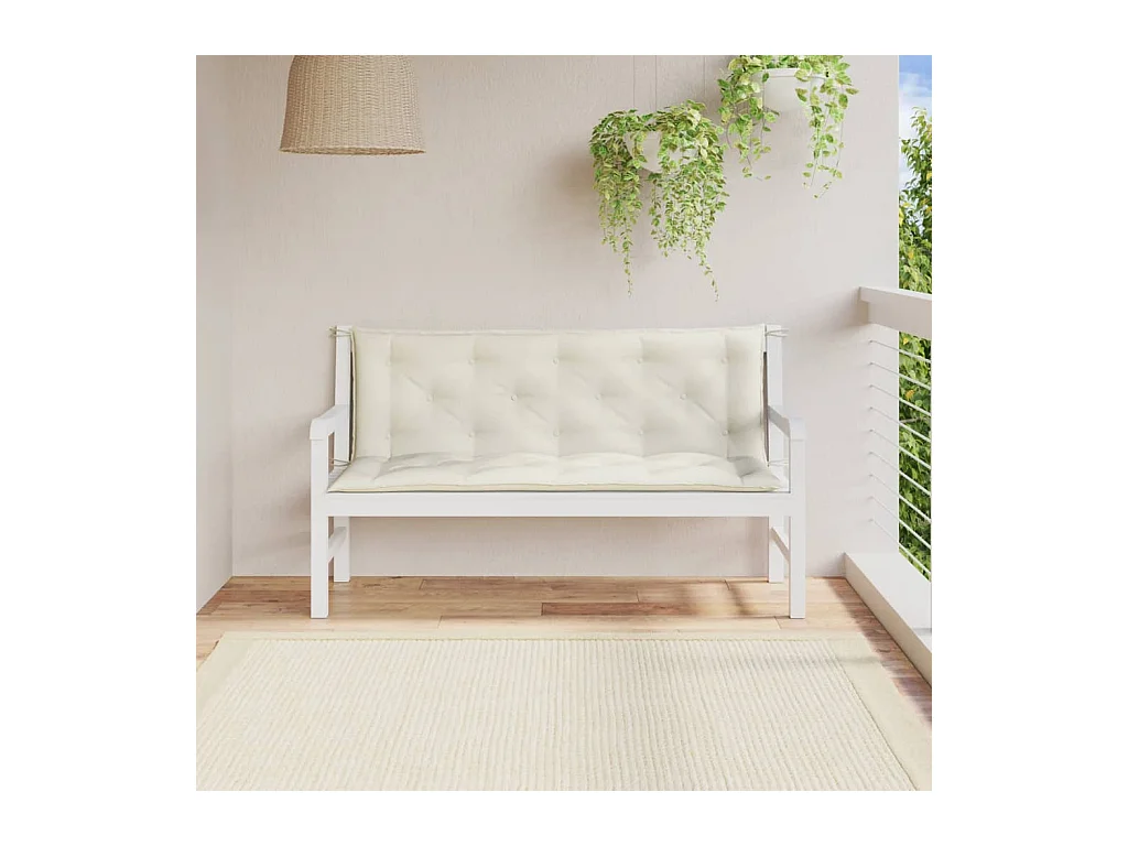 Coussins de banc de jardin lot de 2 crème mélangé tissu