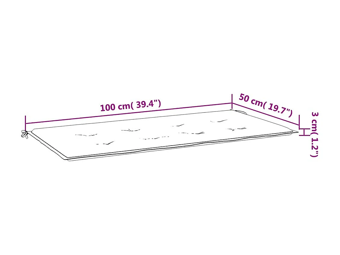 Coussin de banc de jardin rayures bleues et blanches 100x50x3cm