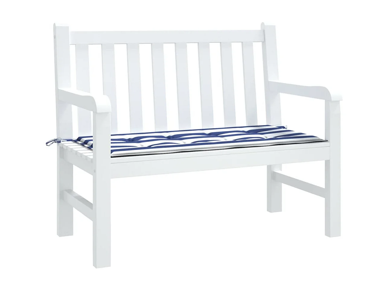 Cojín banco jardín tela Oxford a rayas azul y blanco 100x50x3cm