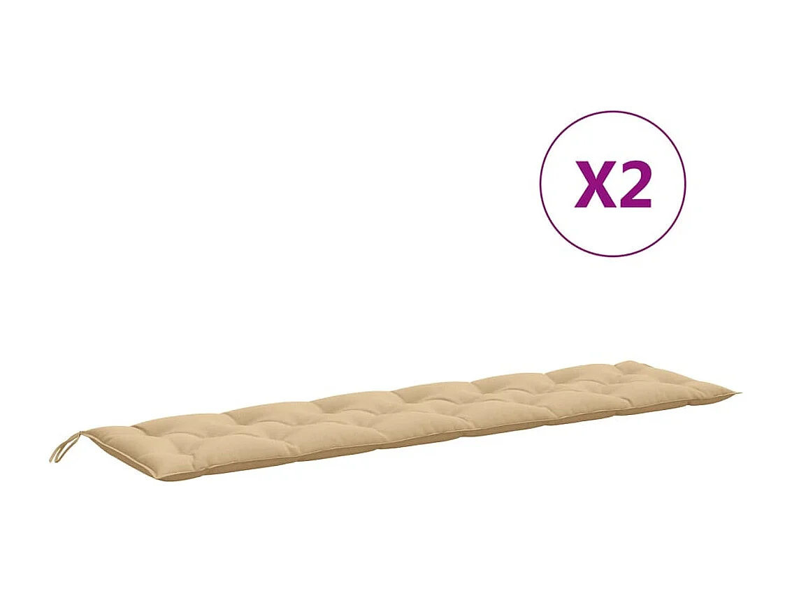 Coussins de banc de jardin lot de 2 beige mélangé tissu