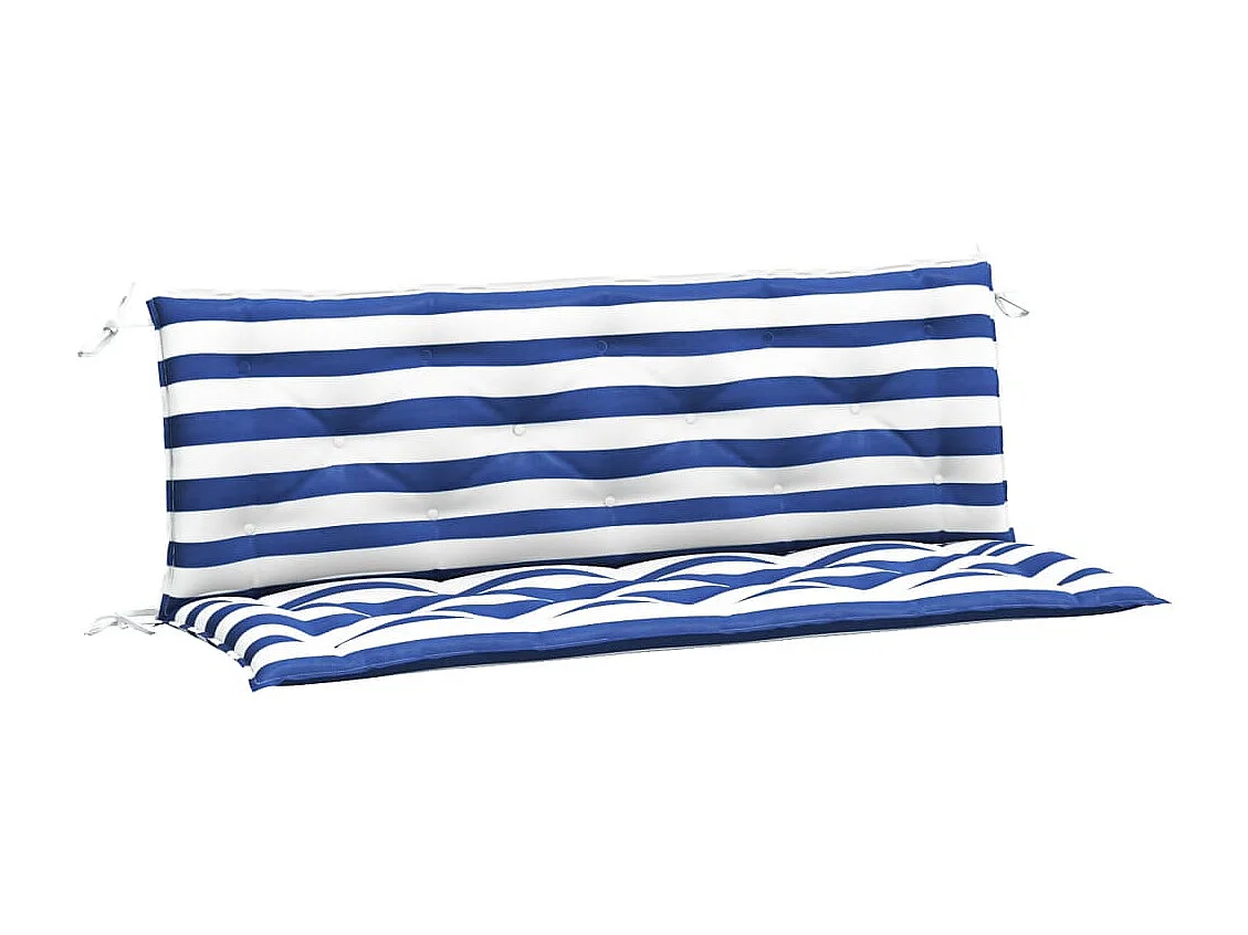 Cojines banco jardín 2 unidades tela a rayas azul blanco 150x50x7 cm