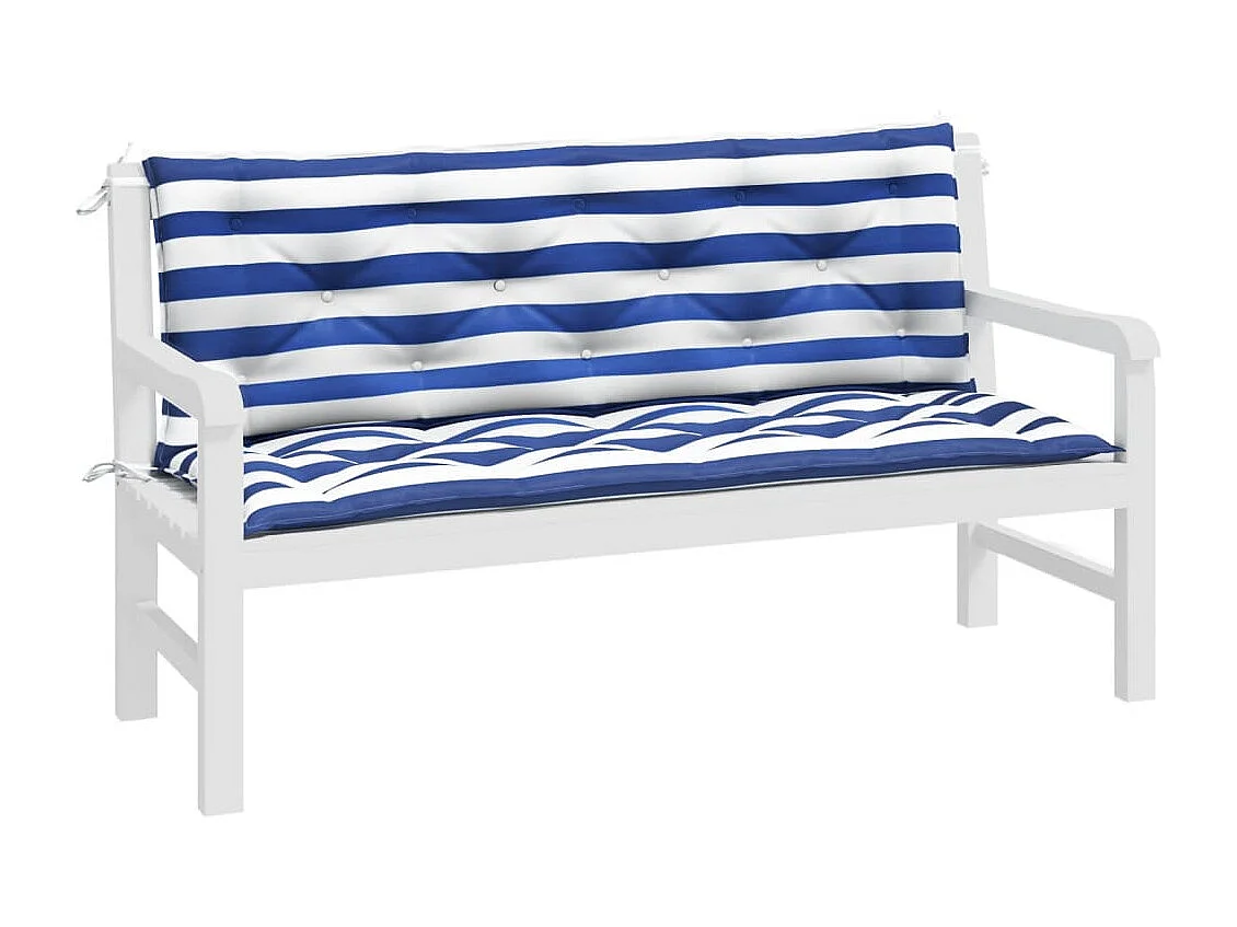 Coussins de banc de jardin lot de 2 rayures bleues et blanches