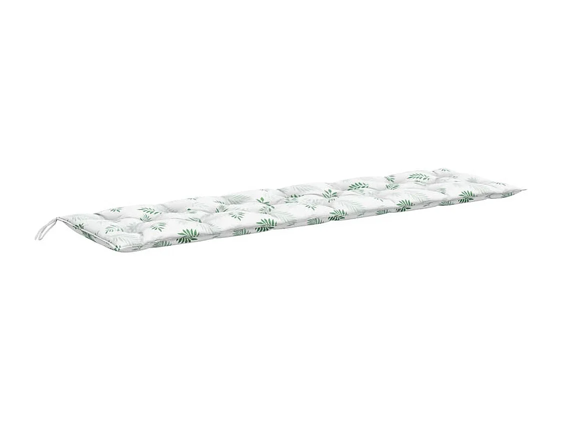 Coussin de banc de jardin motif de feuilles 200x50x7 cm tissu