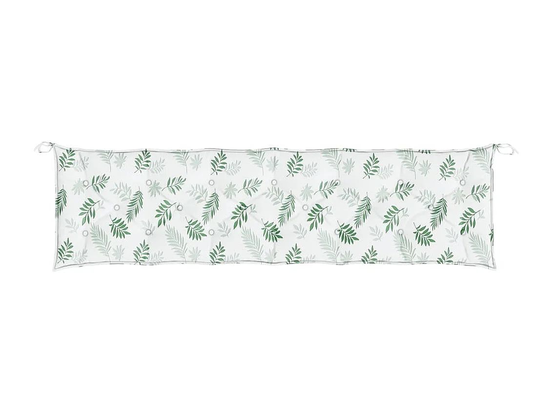 Coussin de banc de jardin motif de feuilles 200x50x7 cm tissu
