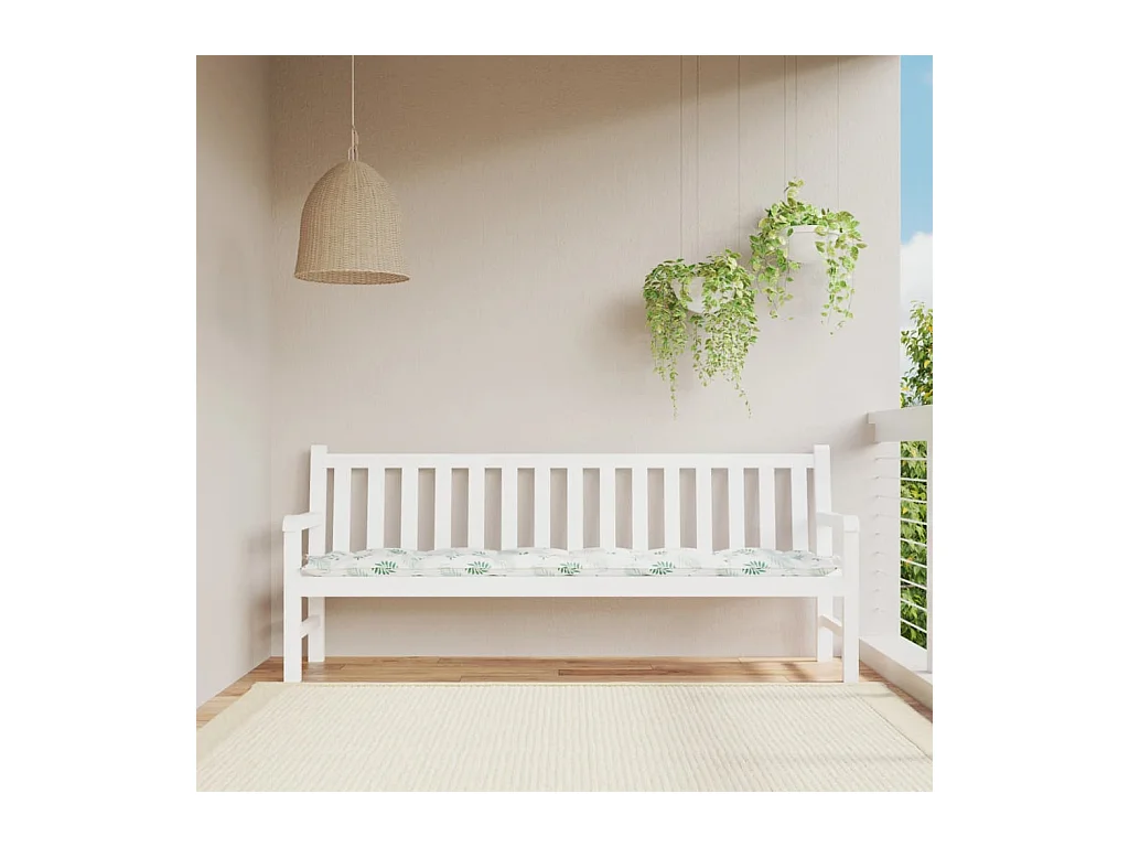 Coussin de banc de jardin motif de feuilles 200x50x7 cm tissu