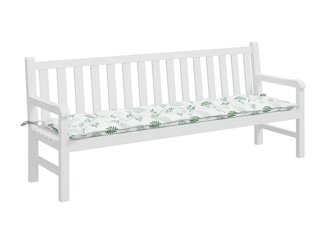 Coussin de banc de jardin motif de feuilles 200x50x7 cm tissu