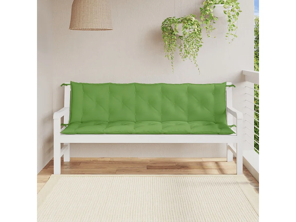 Coussins de banc de jardin lot de 2 vert mélangé tissu
