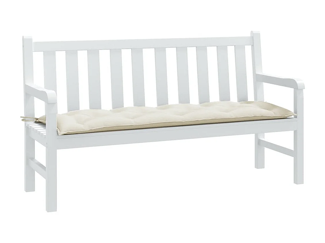 Coussin de banc de jardin crème mélangé 150x50x7 cm tissu