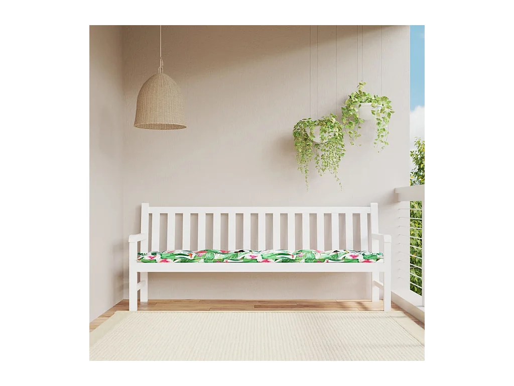 Coussin de banc de jardin multicolore 200x50x7 cm tissu
