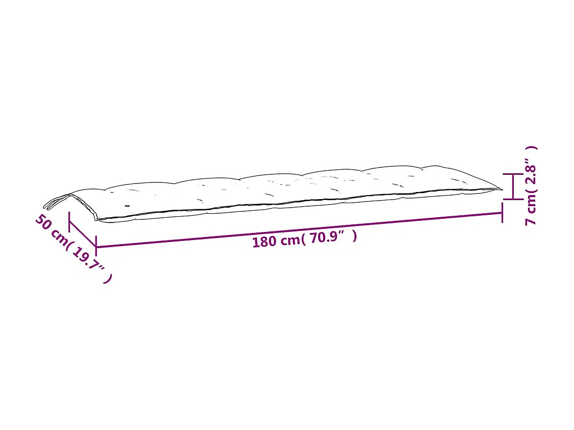 Almofadão para banco jardim 180x50x7 cm mesclado tecido azul