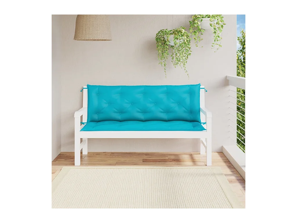 Coussins de banc de jardin lot de 2 turquoise 150x50x7 cm tissu